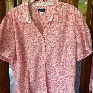Womens Camp shirt gently used peach flowered